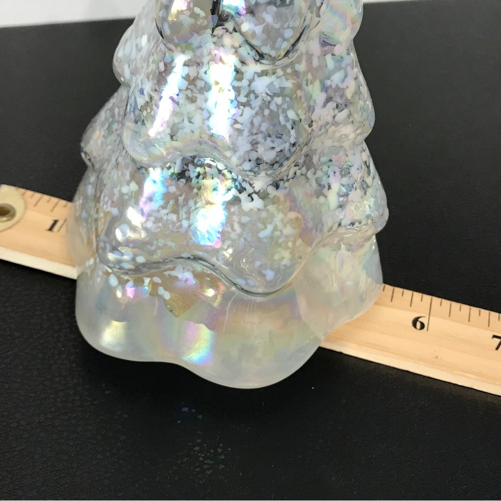 Vintage 7.5 Balos Hand Blown Art Glass AB Aura Iridescence Snow Christmas Tree - Picture 4 of 12